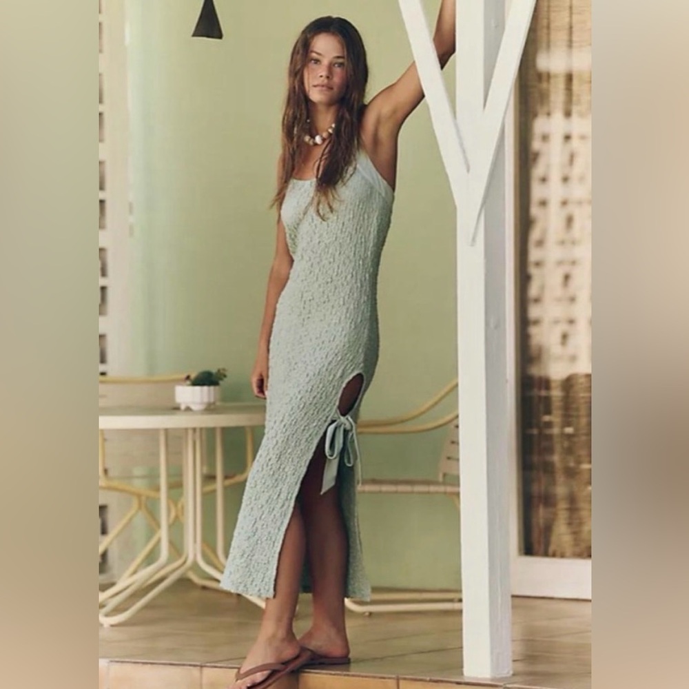Free People Mint Green Textured Maxi Dress